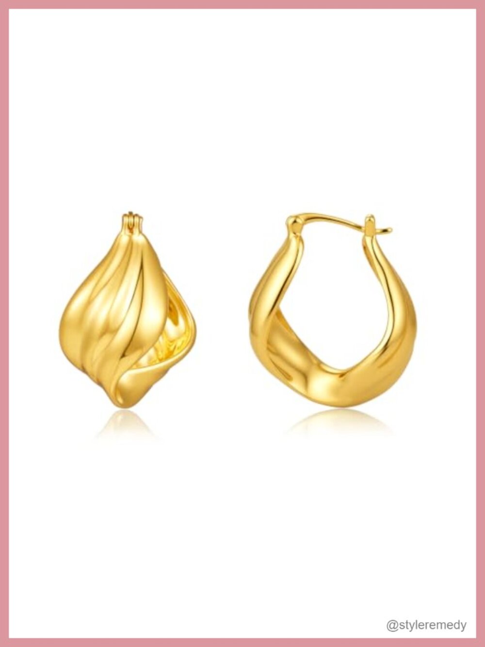 Small 20K Gold Plated Twisted Hoop Earrings Cubic Zirconia Huggie